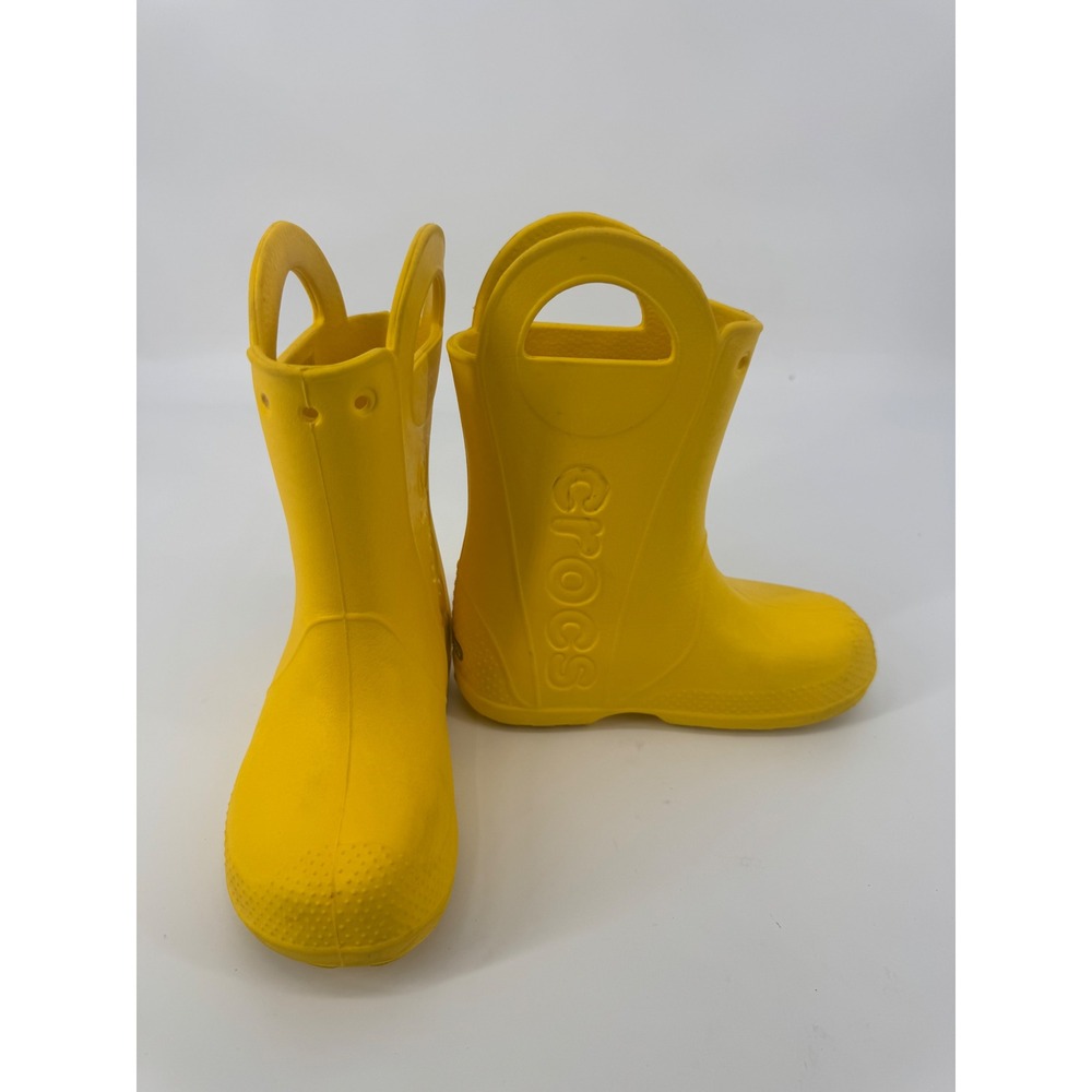 Crocs Kids Handle It Rain Boots Yellow Waterproof Pull On J1
